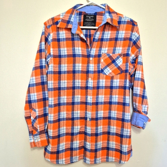 Bogari Other - 🍁Bogari Men’s Orange And Blue Flannel Button-Down Shirt – Size M